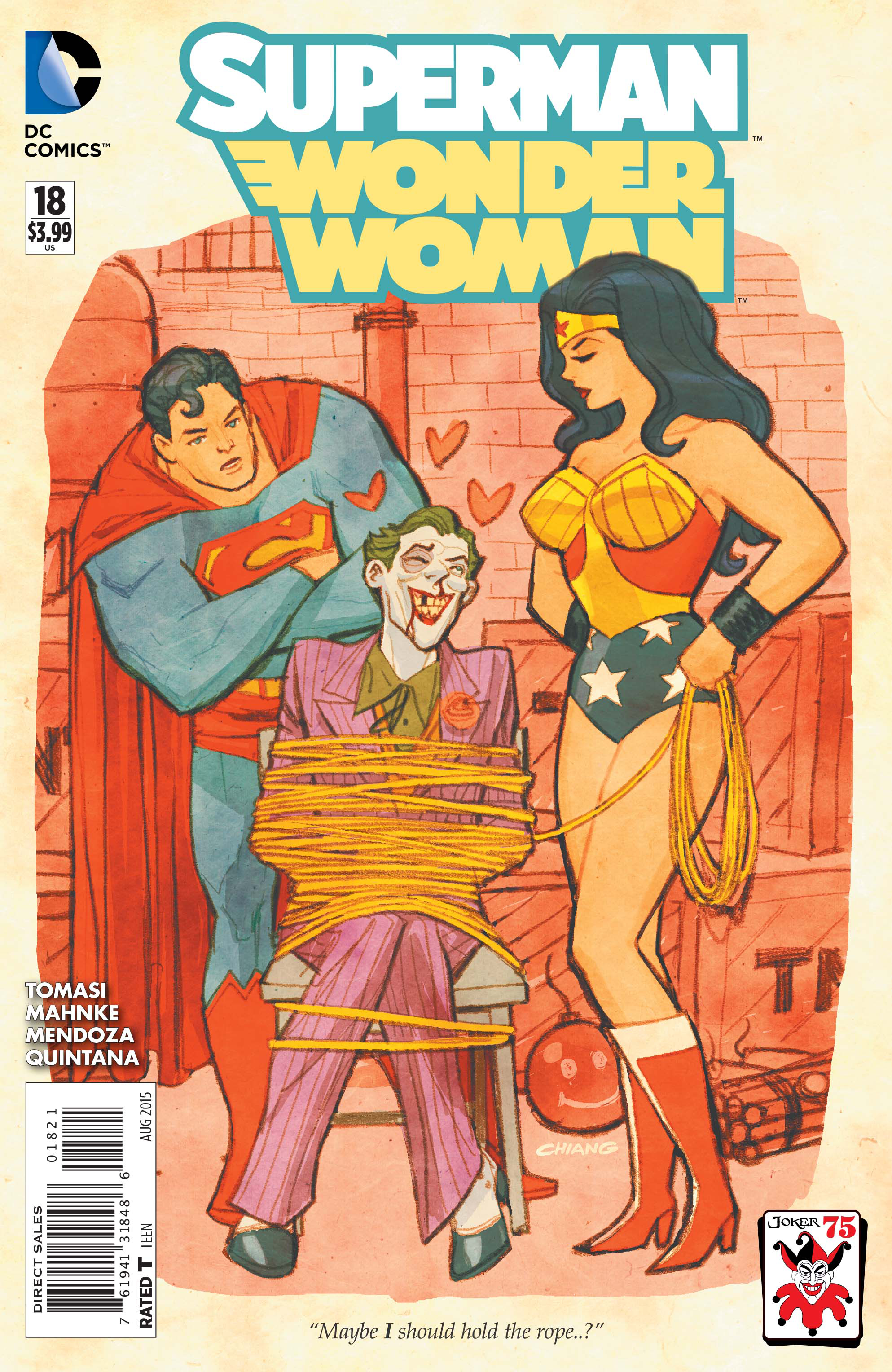 APR150251 SUPERMAN WONDER WOMAN 18 THE JOKER VAR ED Previews World