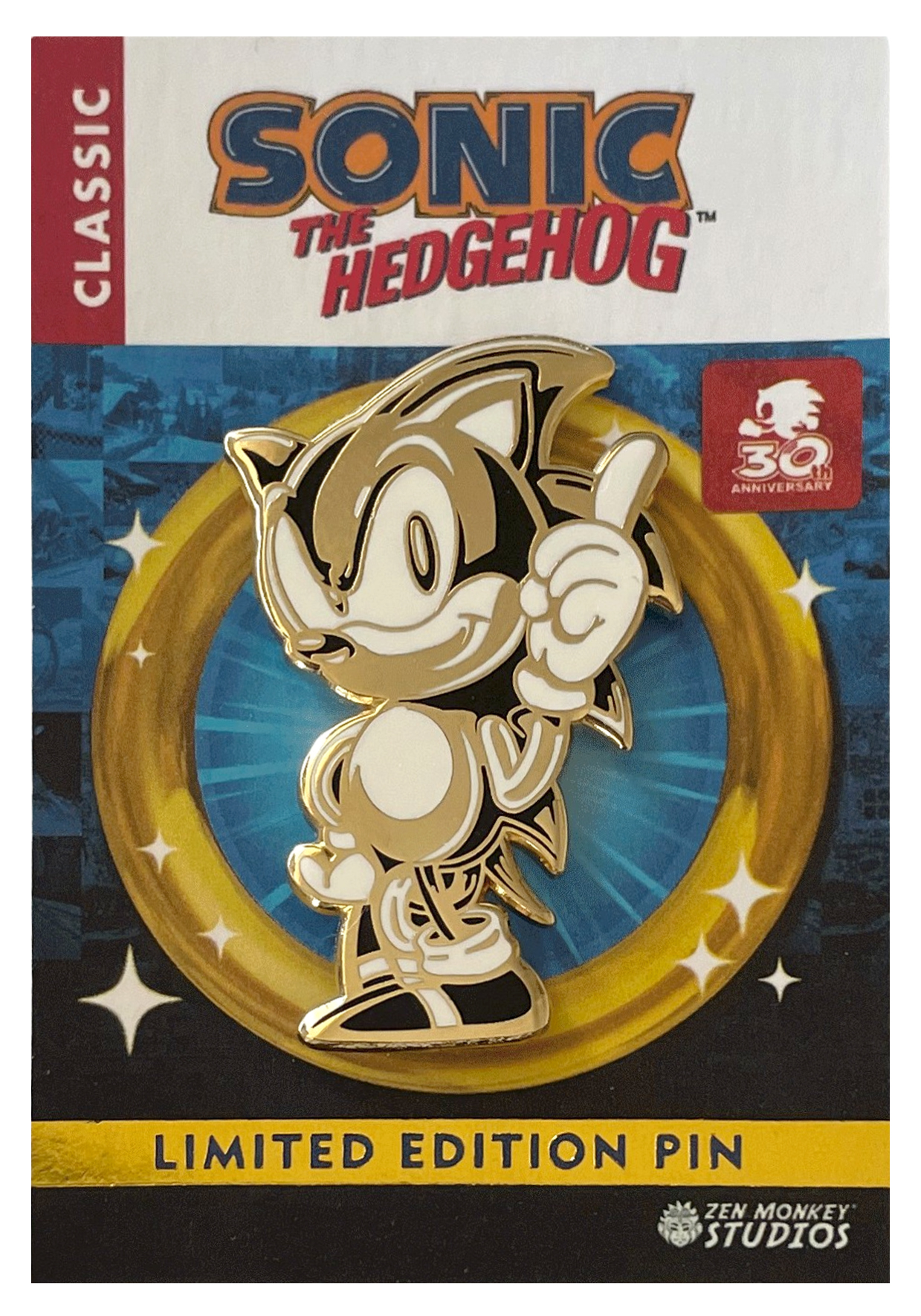 Zen Monkey Classic Speedy Sonic the Hedgehog Enamel Pin Blue 1d1