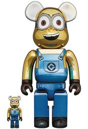 MINIONS DAVE CHROME VER 100% & 400% BEA 2PK
