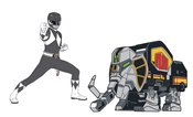 POWER RANGERS BLACK RANGER X MASTODON ZORD RETRO PIN SET (AP