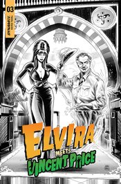 ELVIRA MEETS VINCENT PRICE #3 CVR F 15 COPY INCV SAMU B&W LI