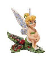 DISNEY TRADITIONS TINKERBELL SITTING ON HOLLY 5IN FIGURE