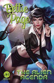 JAN220537 - BETTIE PAGE ALIEN AGENDA #1 CVR O BLACK BAG - Previews World