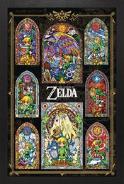 ZELDA STAINED GLASS COLLAGE FRAMED PRINT