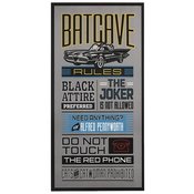 DC BATCAVE RULES BATMAN WOOD WALL DECOR