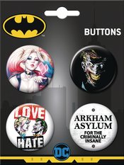 DC HARLEY AND JOKER 4 BUTTON SET