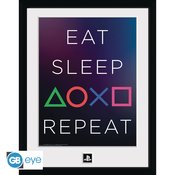 PLAYSTATION EAT SLEEP PS REPEAT FRAMED PRINT