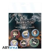 ATTACK ON TITAN CHIBI CHARACTERS 6PC BADGE PACK