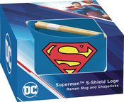 DC COMICS SUPERMAN EMBLEM RAMEN MUG AND CHOPSTICKS SET 24OZ