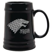 GAME OF THRONES STARK BLACK CERAMIC BEER STEIN