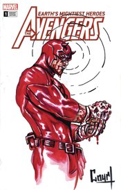 DF MARVEL CVR ART COURT SGN & REMARKED DAREDEVIL SKETCH