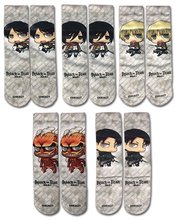 ATTACK ON TITAN SD CHARACTERS SUBLIMATION 5 PACK SOCKS