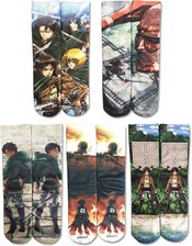 ATTACK ON TITAN SUBLIMATION SET 1 5 PACK SOCKS