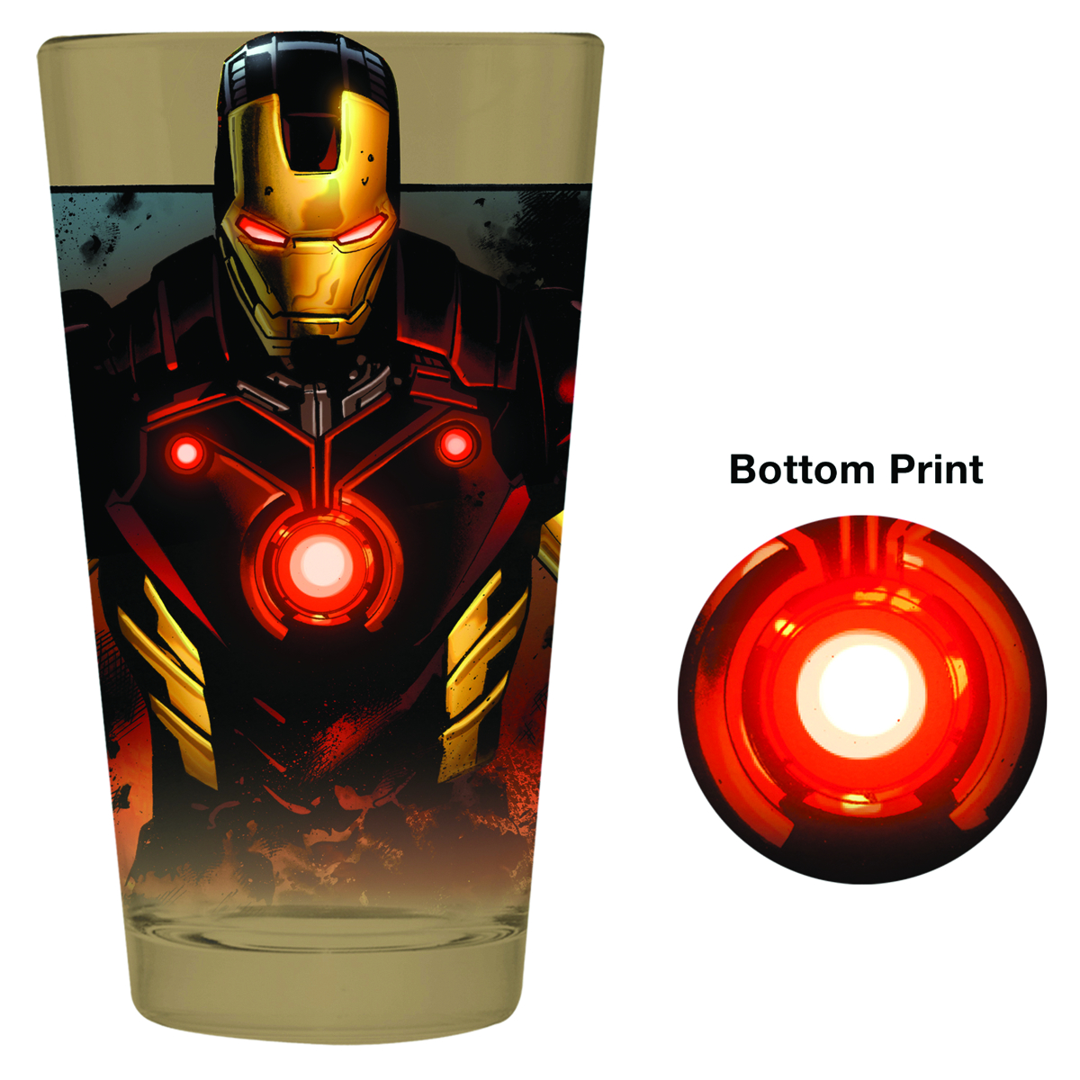 Nov142666 Iron Man Bottom Print Pint Glass Previews World 3130