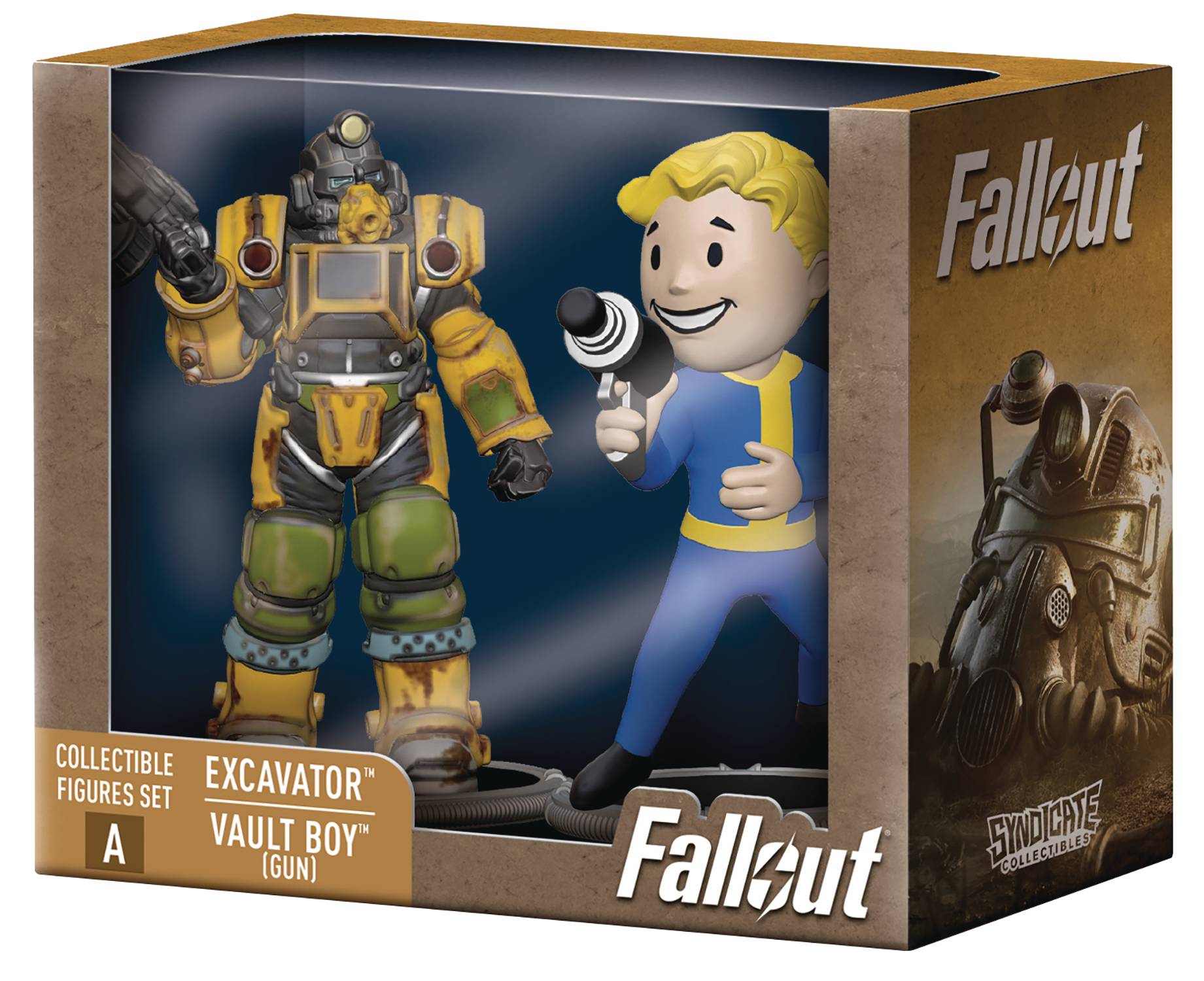 MAR247783 - FALLOUT EXCAVATOR & VAULT BOY (GUN) 3IN FIG