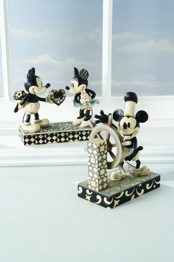 Disney Traditions by Jim Shore Black and White Mickey & Minnie Mouse Stone 2024 Resin Figurine, 6”