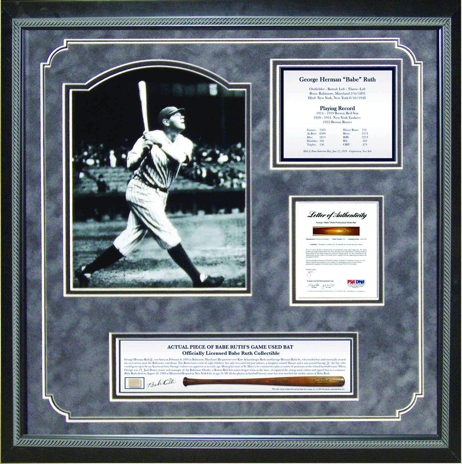 Babe Ruth Final Career Game, 1935 - Framed