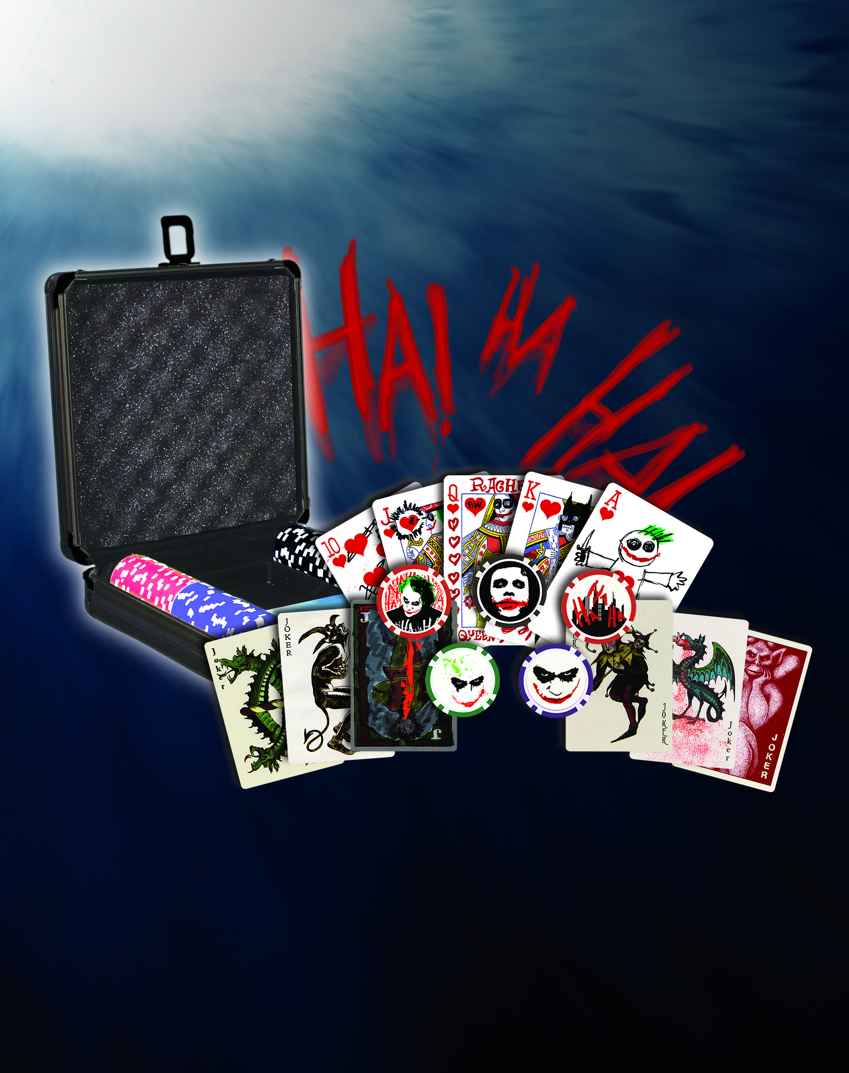 OCT080245 - DARK KNIGHT JOKER POKER SET - Previews World