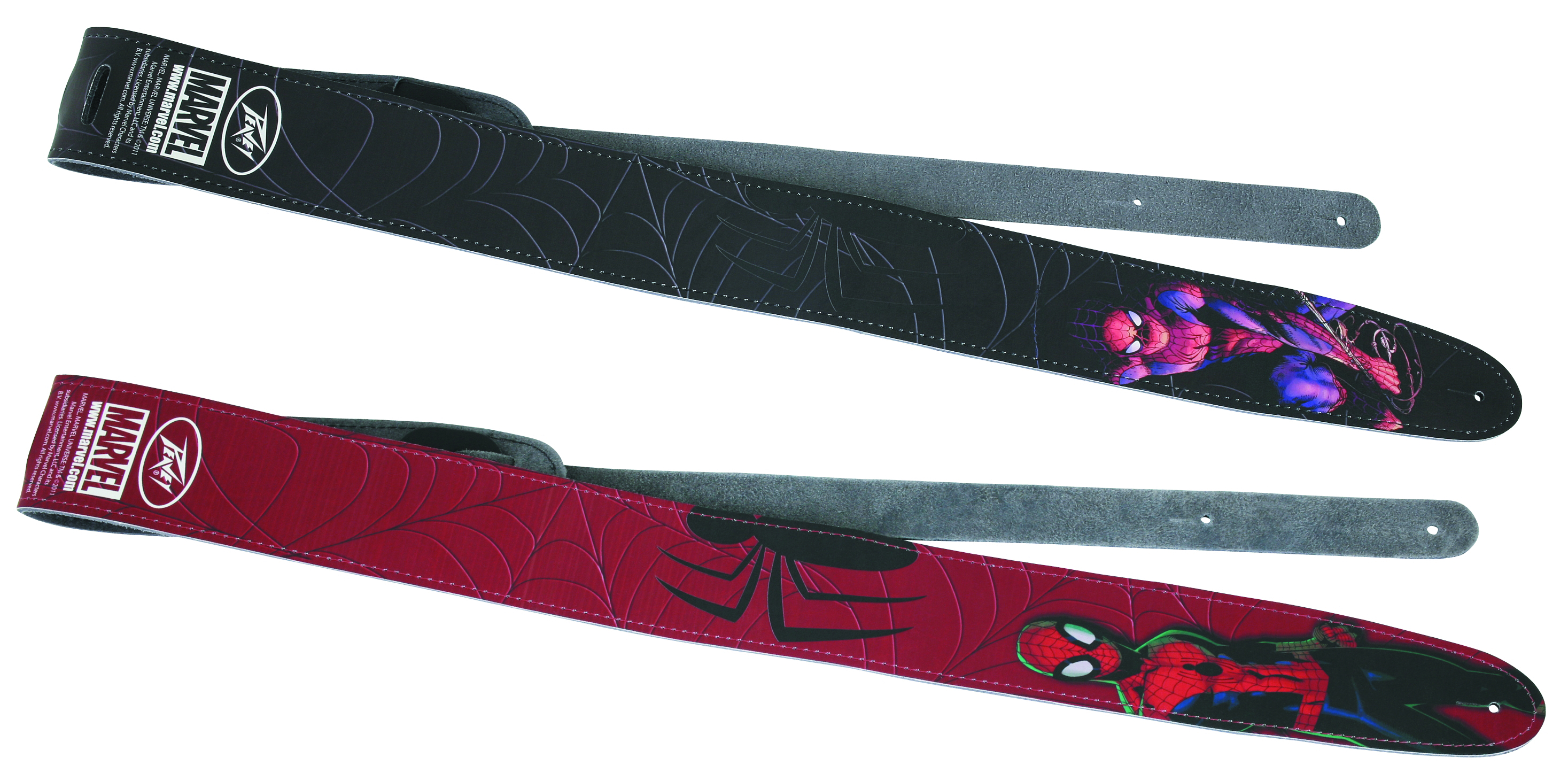 JUL122075 - SPIDER-MAN BLACK LEATHER GUITAR STRAP - Previews World