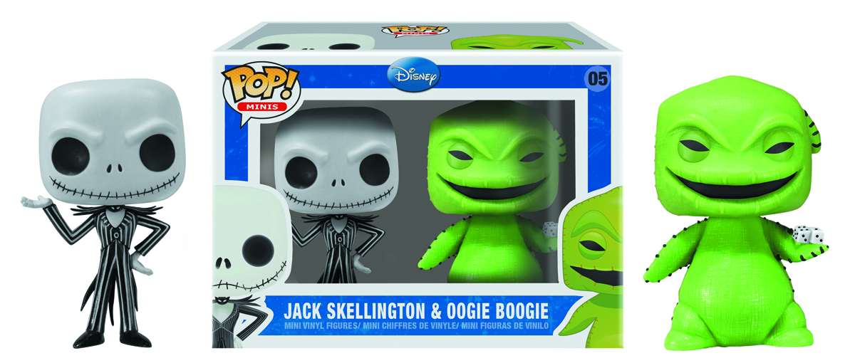 AUG122043 - MINI POP JACK SKELLINGTON AND OOGIE BOOGIE VINYL FIG