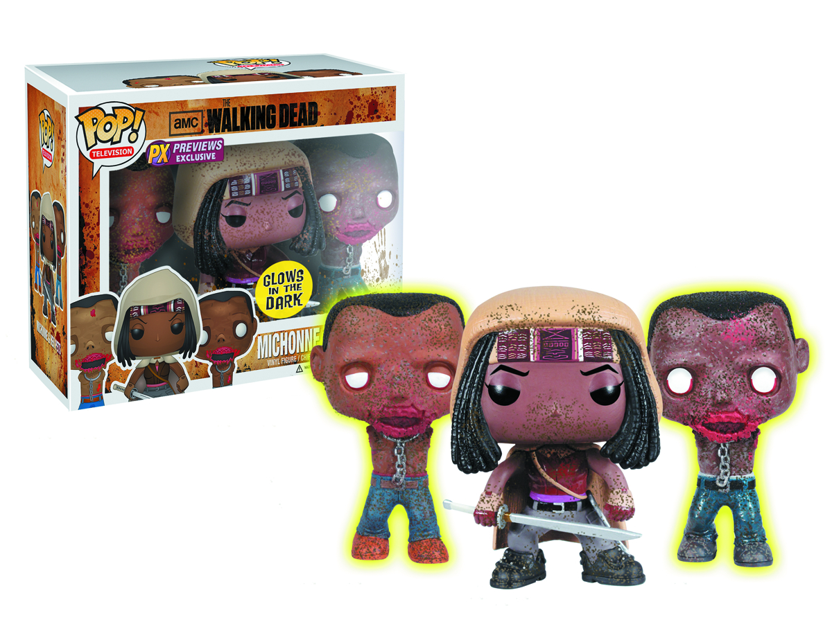 SEP128333 - POP WALKING DEAD MICHONNE & GID PET ZOMBIES PX 3 PK