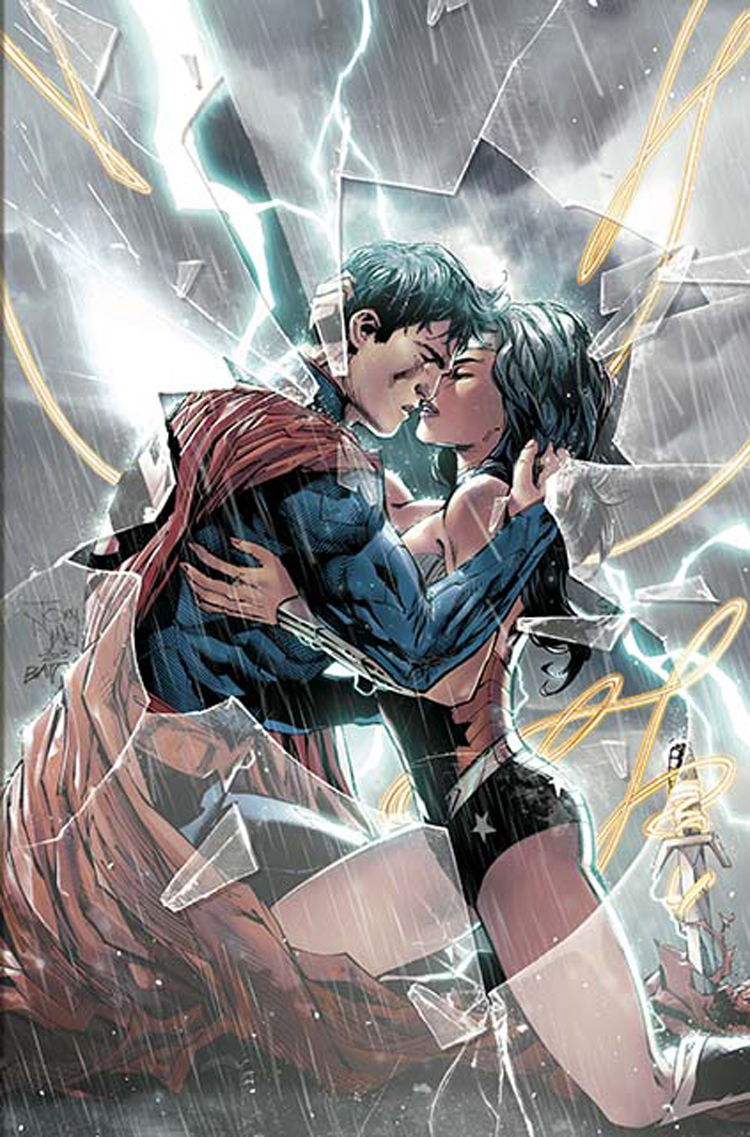 wonder woman and superman kissing