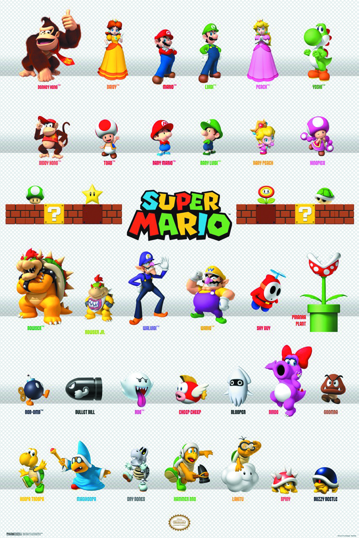 MAR152086 SUPER MARIO BROS MARIO CHARACTERS 24X36 POSTER