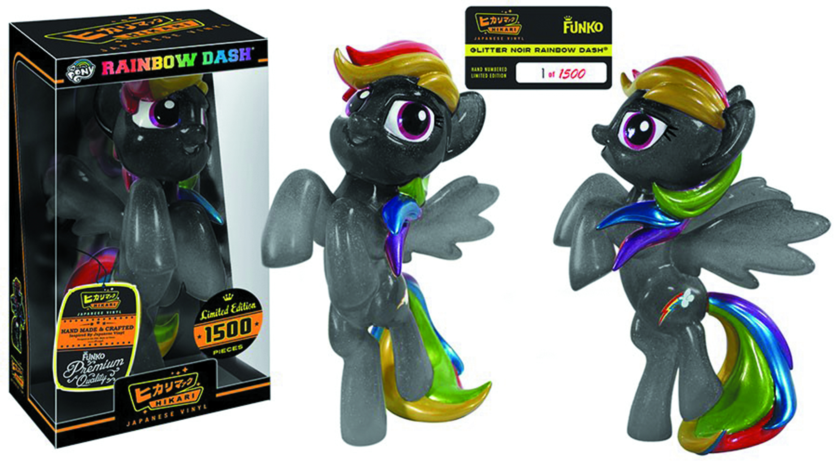 SEP158760 - HIKARI MLP GLITTER NOIR RAINBOW DASH LTD ED SOFUBI FIG