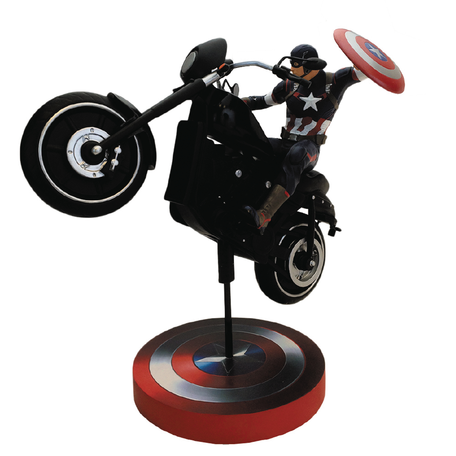 FEB168070 AVENGERS CAPTAIN AMERICA ON BIKE PREMIUM MOTION STATUE