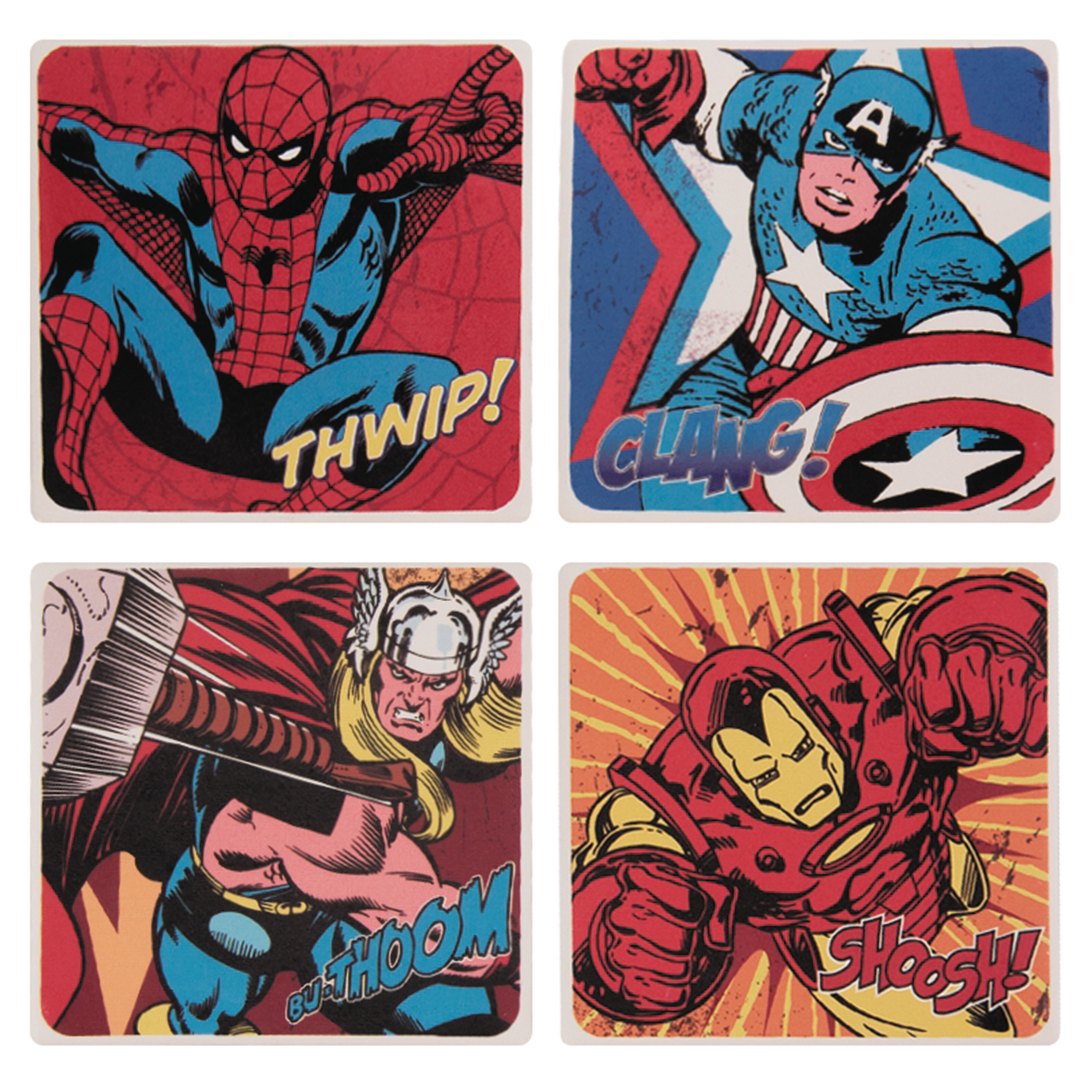 FEB168528 MARVEL COMICS 4PC CERAMIC COASTER SET Previews World