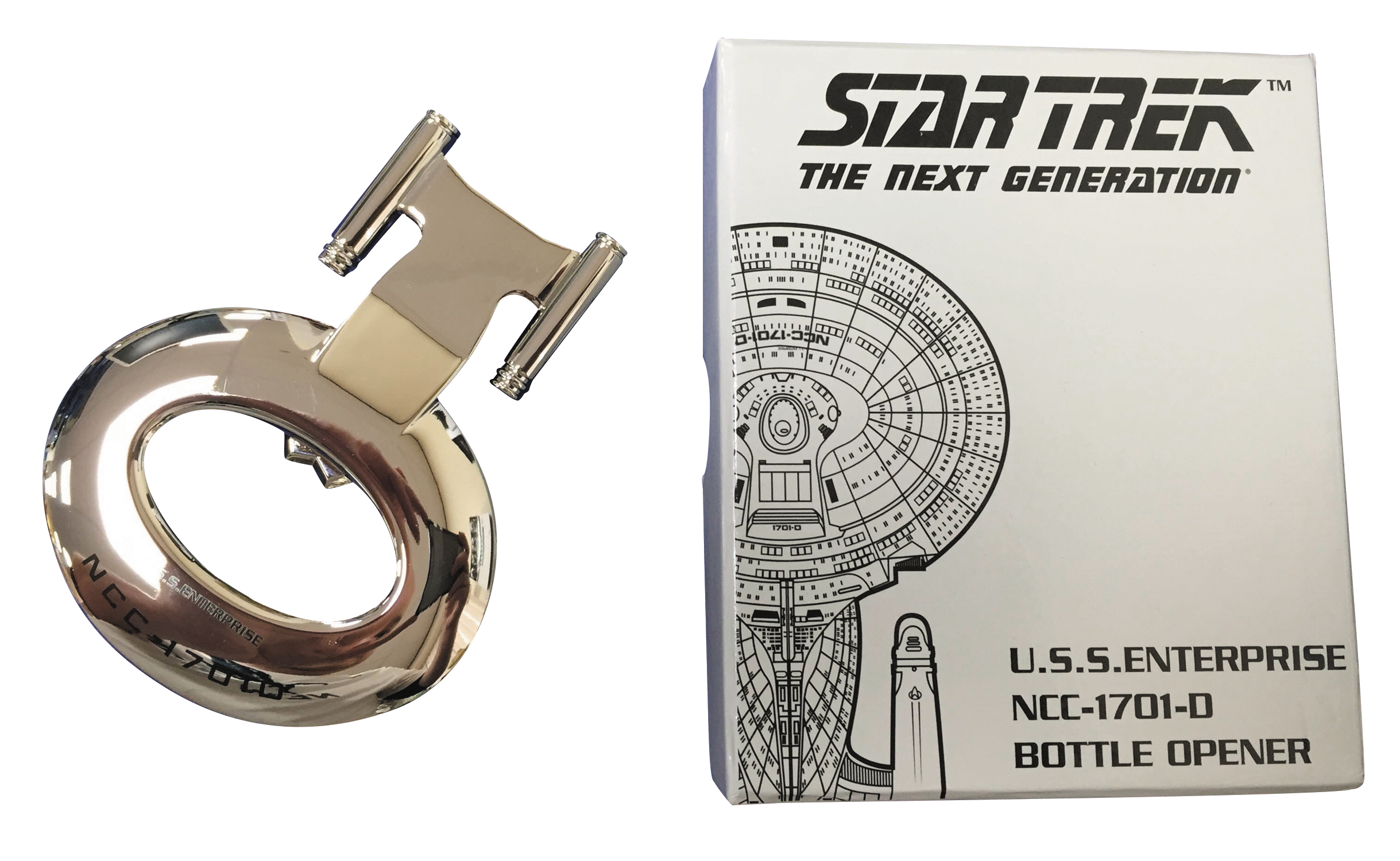 MAR169136 - STAR TREK TNG USS ENTERPRISE D CHROME BOTTLE OPENER