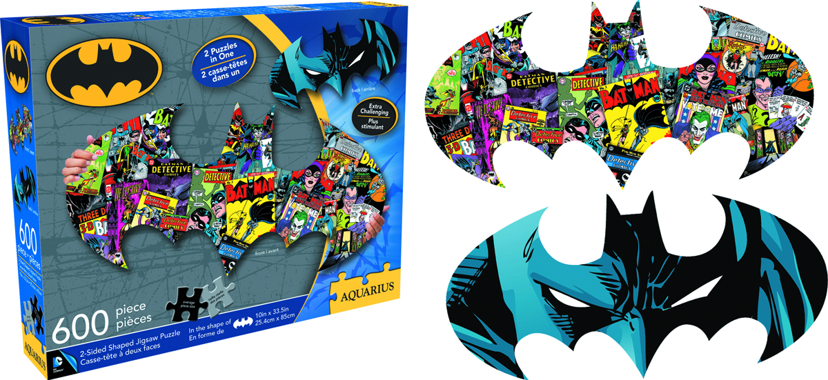 JUN168354 - DC COMICS BATMAN 2 SIDED 600 PIECE DIECUT JIGSAW