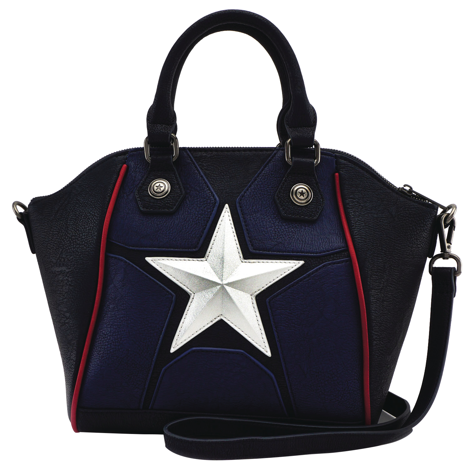 DEC178106 LOUNGEFLY MARVEL CAPTAIN AMERICA SUIT CROSSBODY