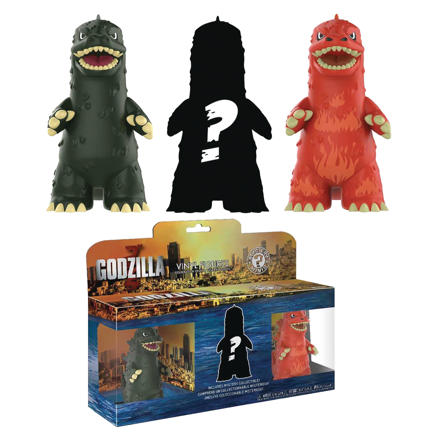 JAN189081 MYSTERY MINI GODZILLA VINYL FIGURE 3PK Previews World