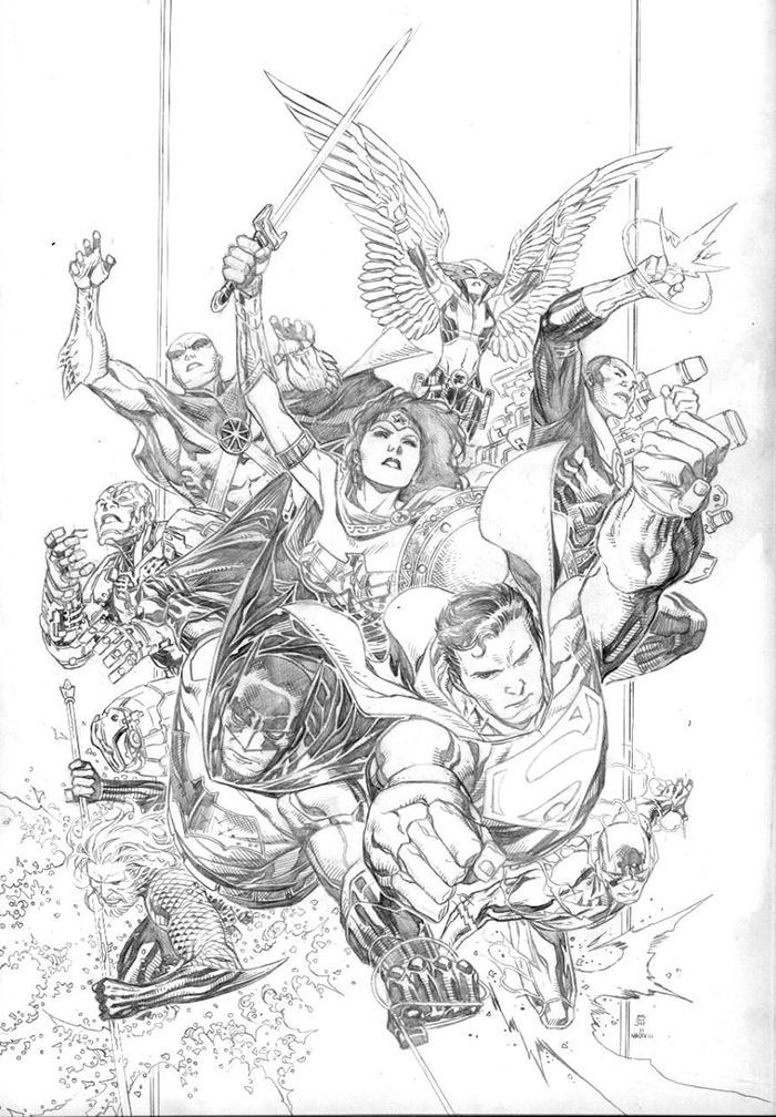JUSTICE LEAGUE #1 JIM CHEUNG PENCILS ONLY VAR ED