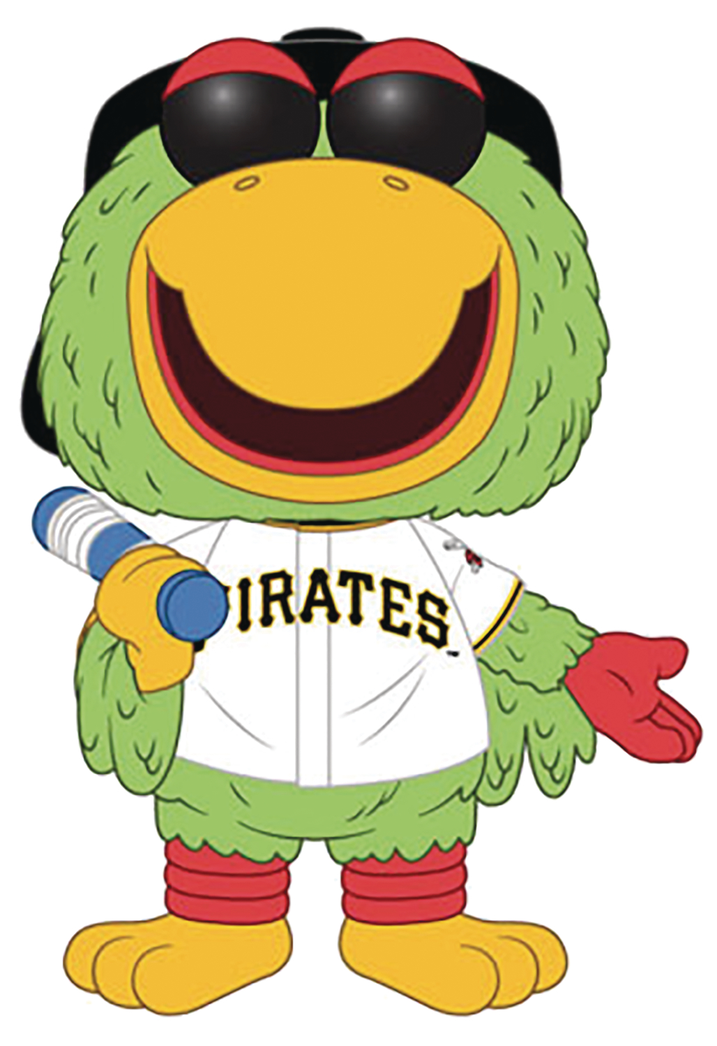 The mascot of the Pittsburgh Pirates, the Pirate Parrot, wears a