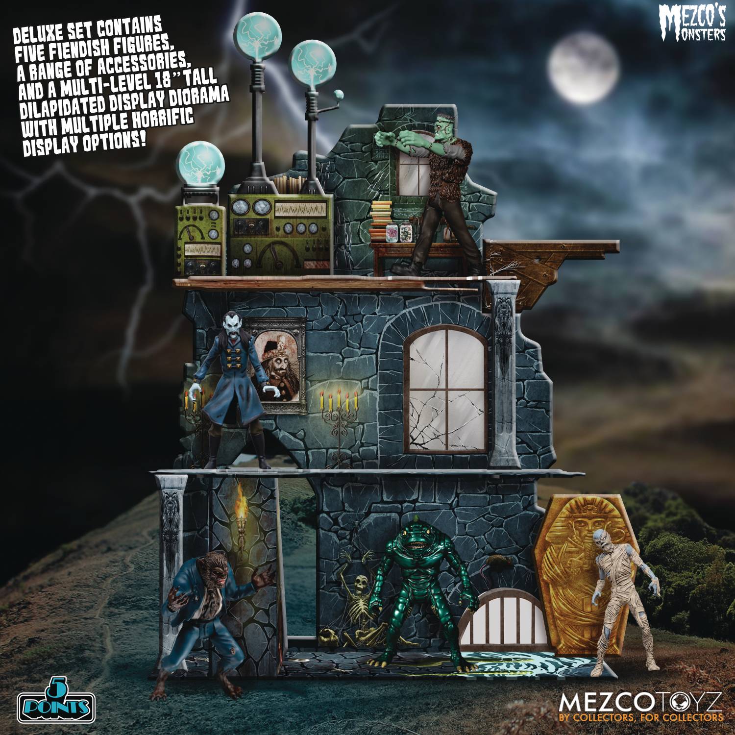 5 POINTS MEZCOS MONSTERS TOWER OF FEAR DELUXE BOXED SET (NET