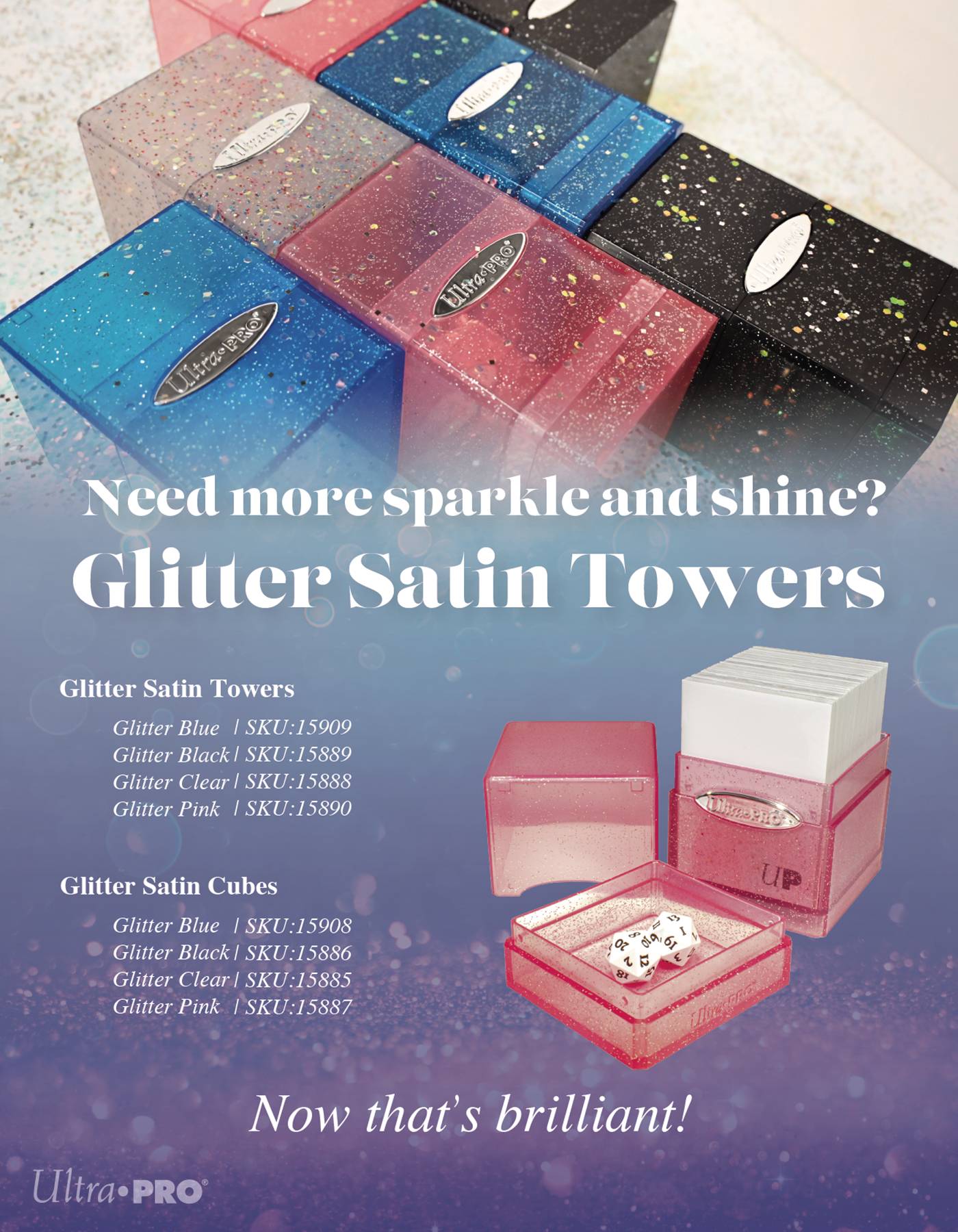 SATIN TOWER GLITTER CLEAR