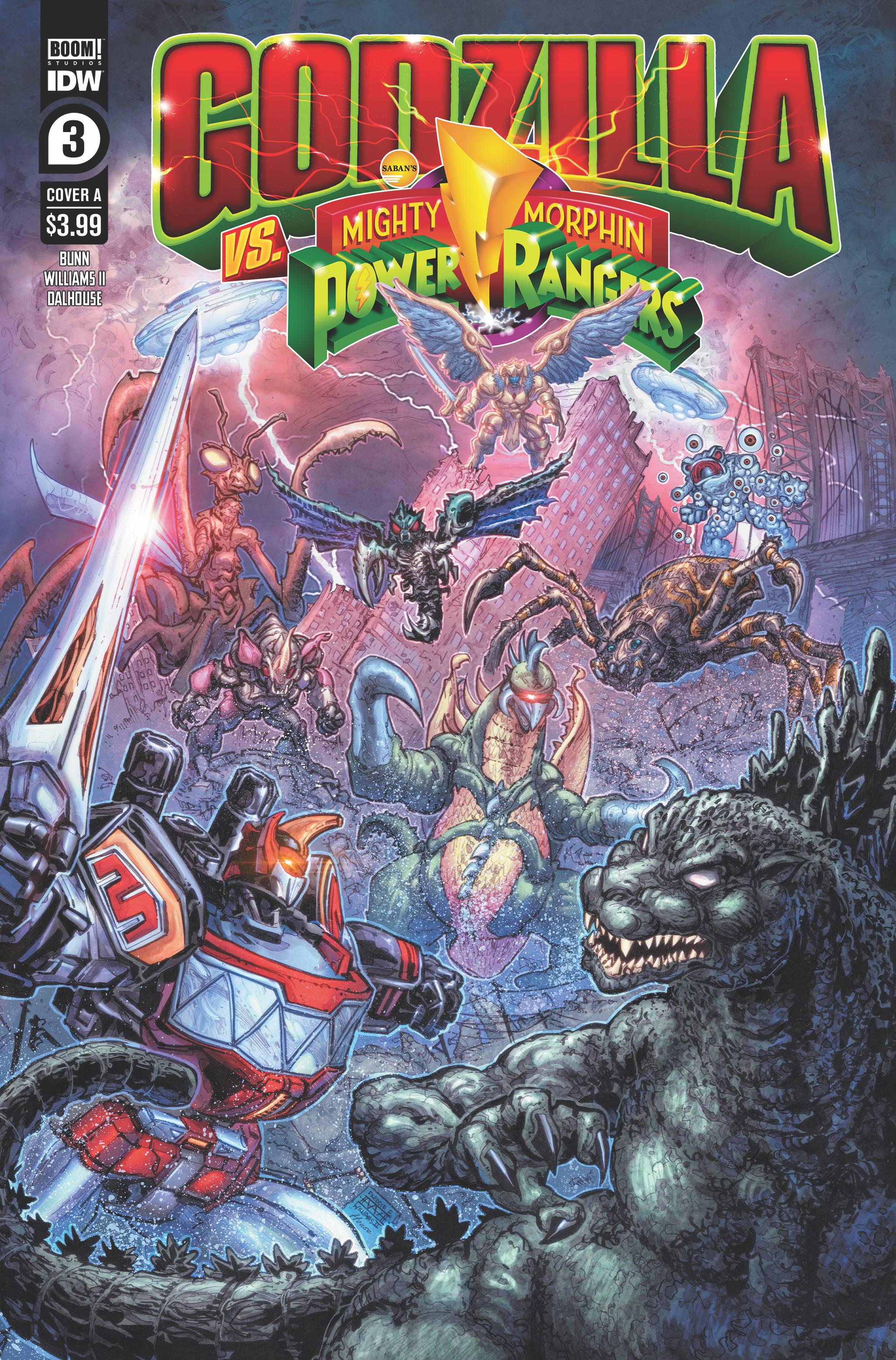 MAR220482 - GODZILLA VS MMPR #3 (OF 5) CVR A FREDDIE WILLIAMS II - Previews  World