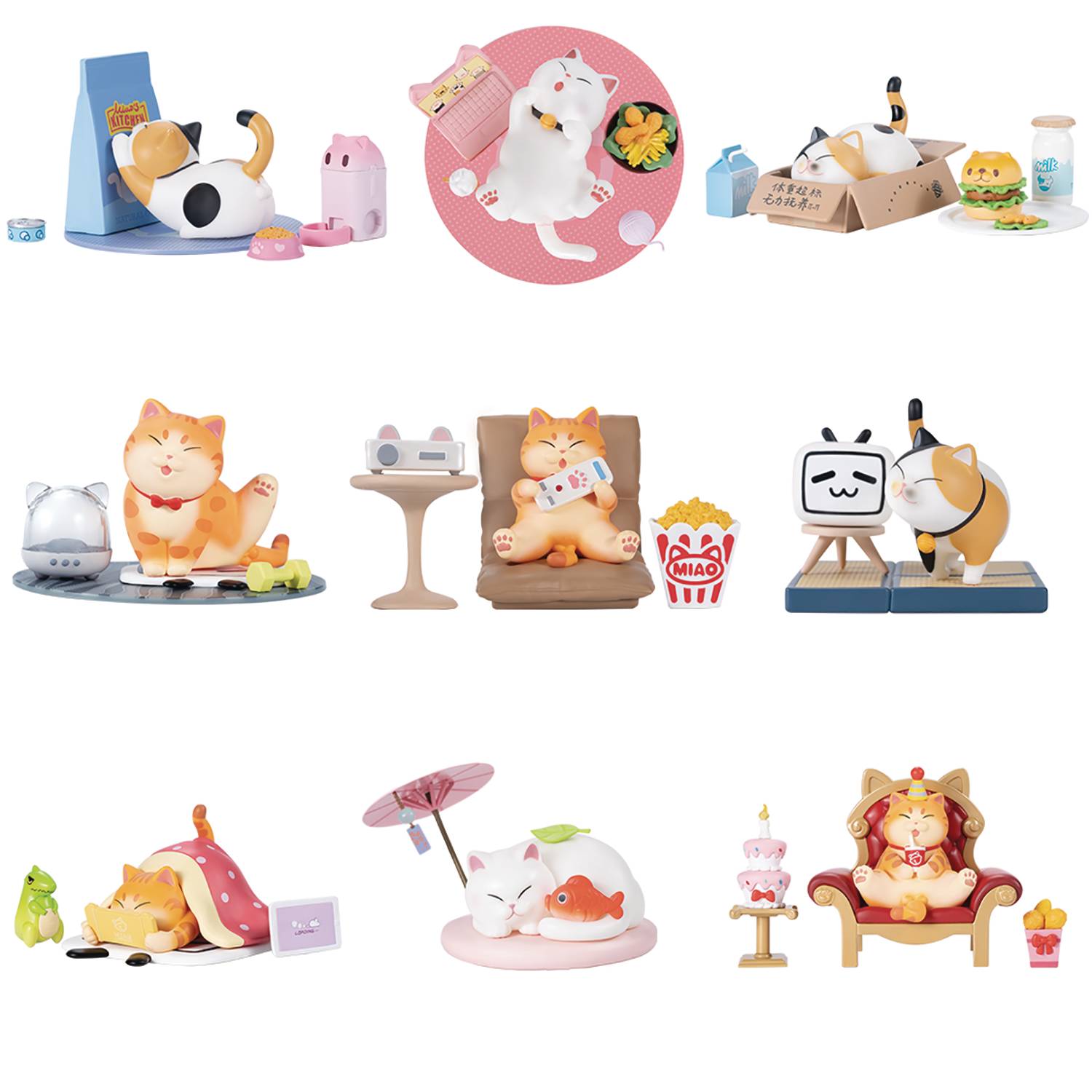 BEEMAI Miao-Ling-Dang Relax Moments Series 8PC Random Design Cute Figures  Collectible Toys Birthday Gifts (Whole Set)