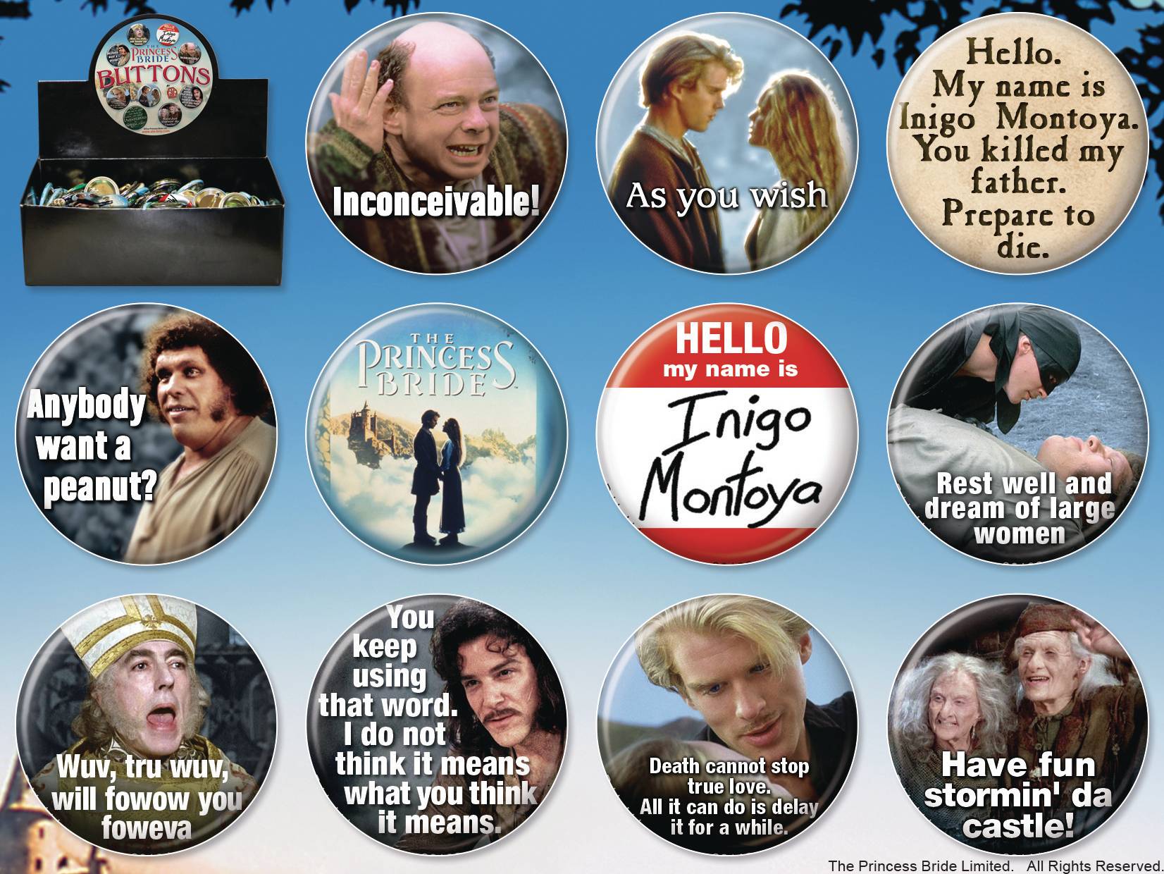 Jan239811 Princess Bride 144 Piece Button Display Asst Previews World 1705