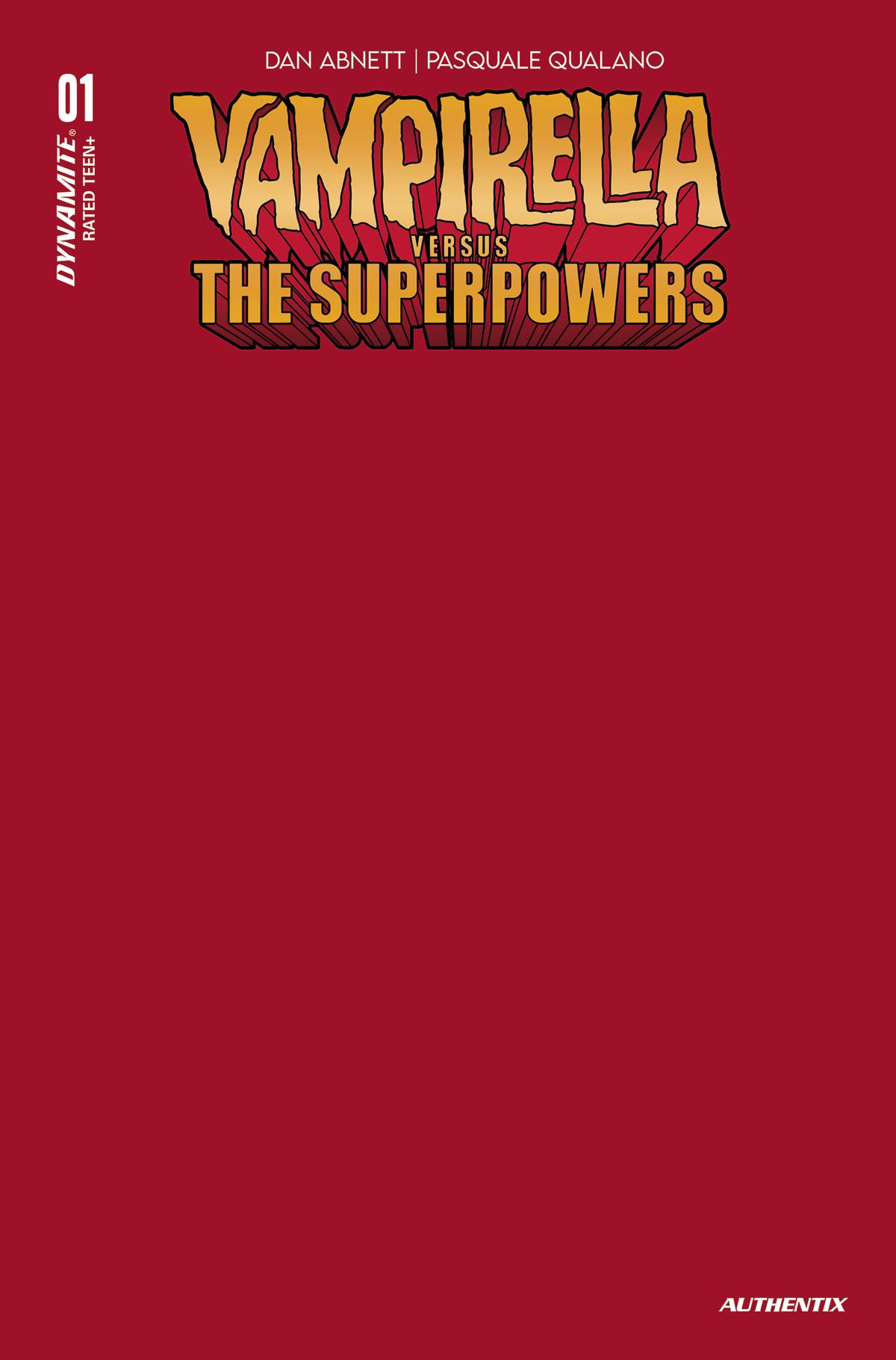 VAMPIRELLA VS SUPERPOWERS #1 CVR U FOC BLOOD RED BLANK AUTHE