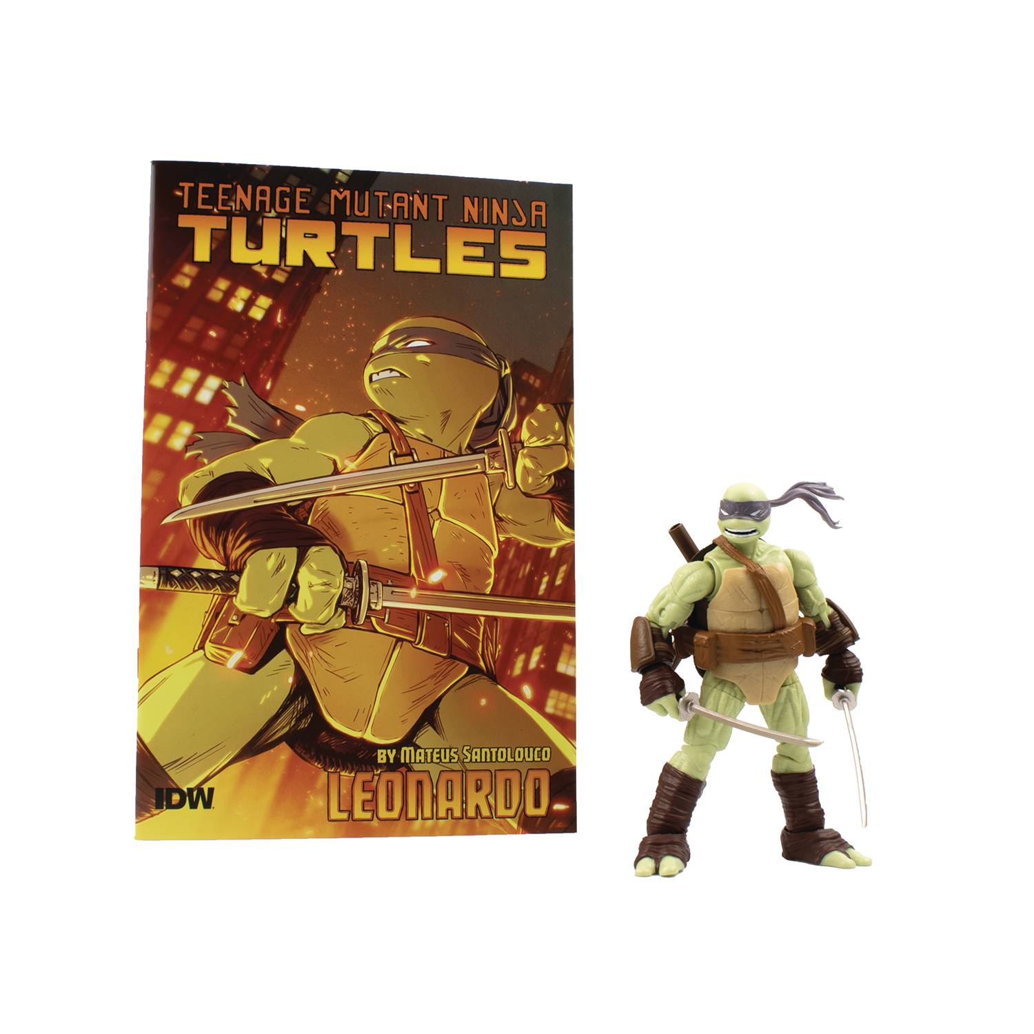 TMNT LEONARDO V2 IDW COMIC BOOK & BST AXN 5IN AF