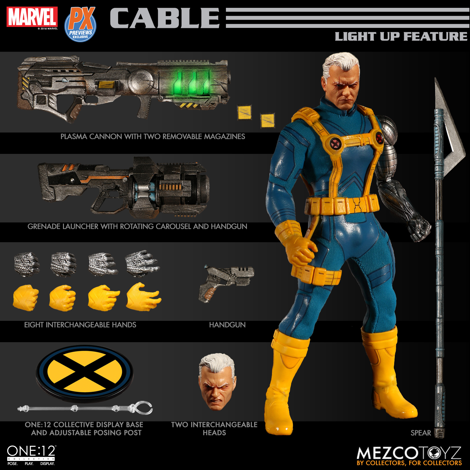 12 Collective Marvel Cable Action Figure for sale online Mezco One 
