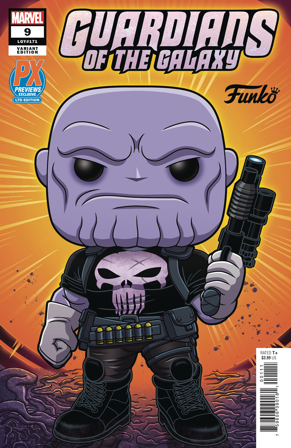 thanos from earth 18138 locks and loads as the next previews exclusive pop figure previews world previews exclusive pop figure