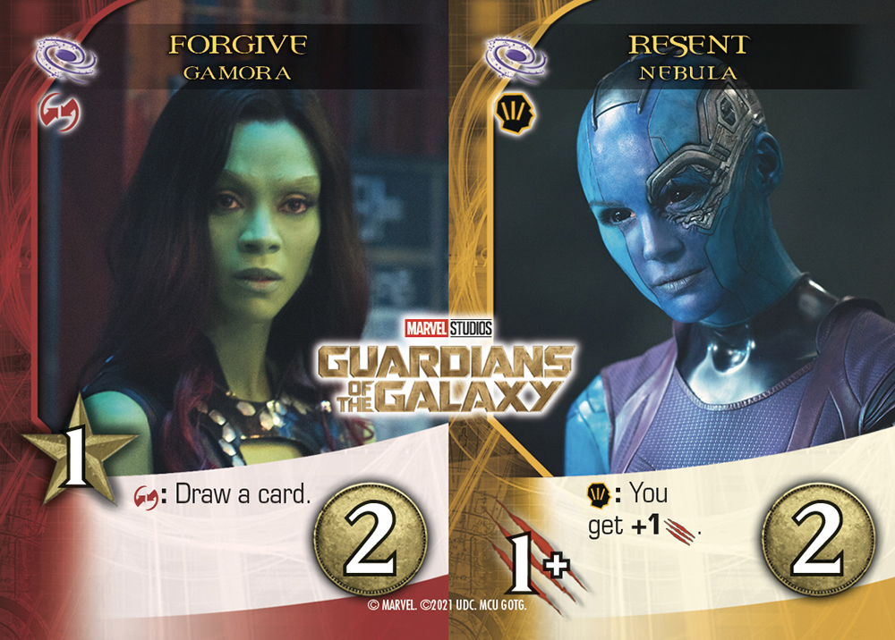 Gamora and Nebula card art by Upper Deck